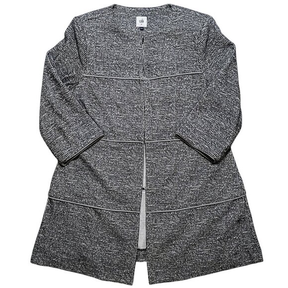 Cabi The Times Jacket Black White Tweed Open Front Cardigan Coat Women’s Medium - Picture 9 of 9